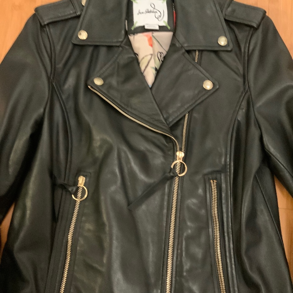 Sam Edelman Black Leather Moto Jacket - Picture 2 of 6